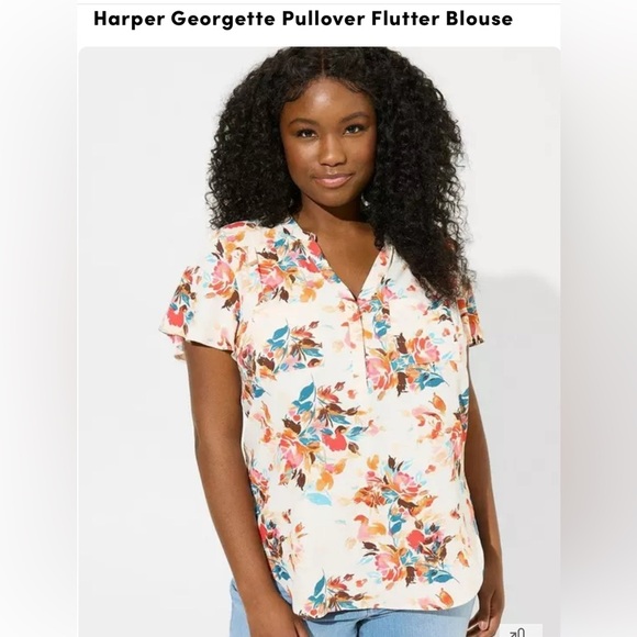 Harper Georgette Pullover Flutter Blouse size Size XXL - Picture 10 of 11